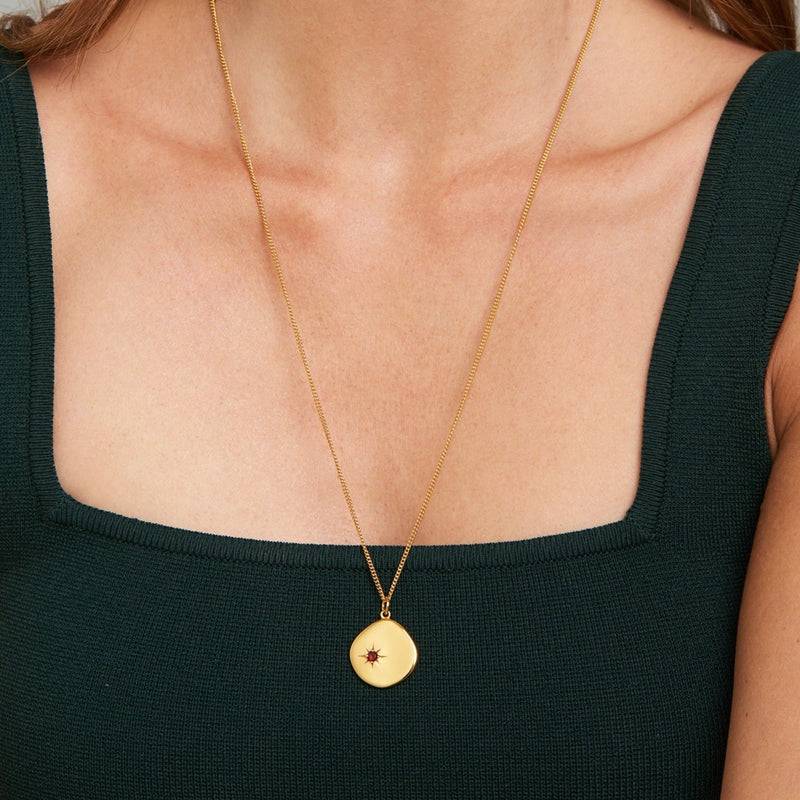 Mosuo Jewellery Geburtsstein Halskette Januar - Vermeil & Granat Rabatt