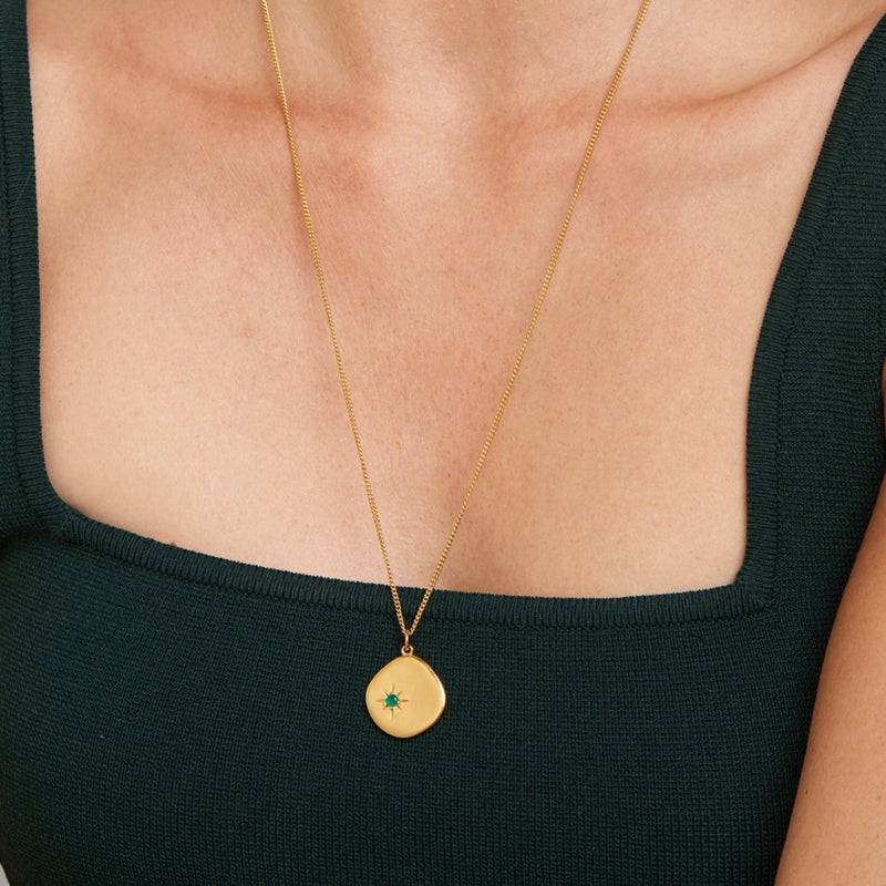 Mosuo Jewellery Geburtsstein Halskette Mai - Vermeil & Grüner Onyx Flash Sale