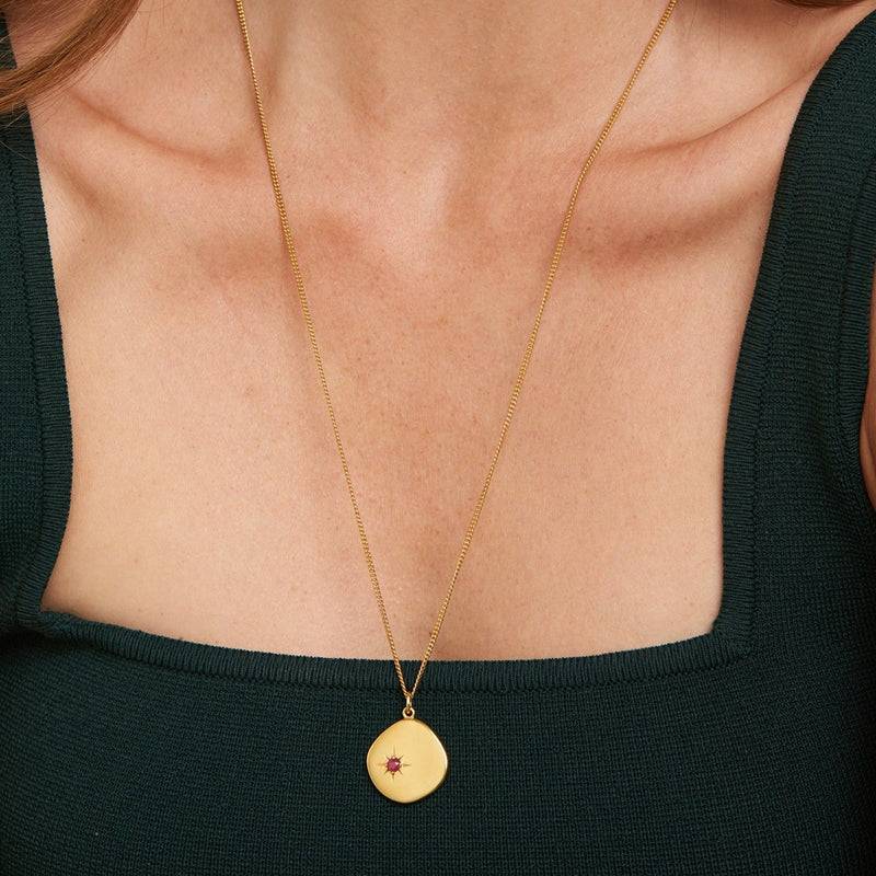 Mosuo Jewellery Geburtsstein Halskette Juli - Vermeil & Rubin Online Shopping