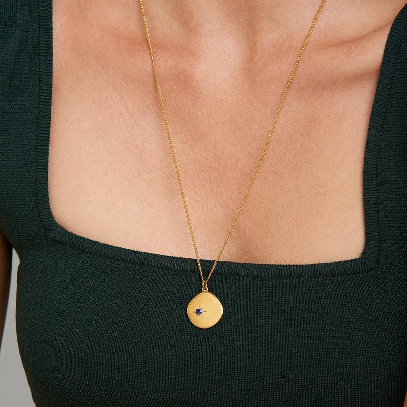 Mosuo Jewellery Geburtsstein Halskette September - Vermeil & Lapis Lazuli Preisnachlass