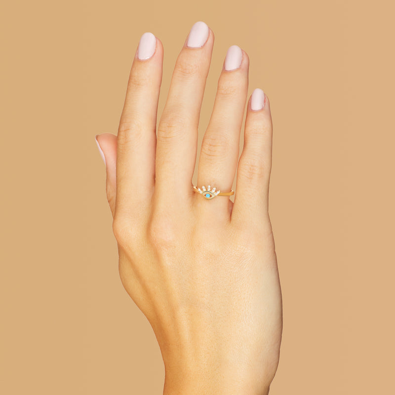 Mosuo Jewellery Türkis Diamant Evil Eye Ring Jubiläumsangebot