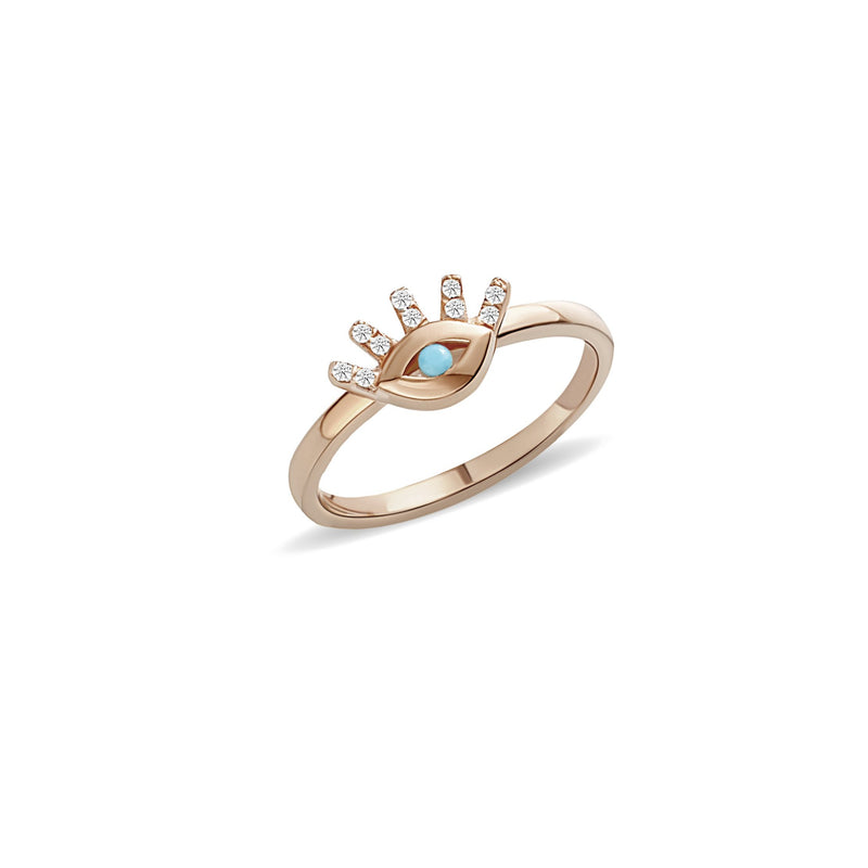 Mosuo Jewellery Türkis Diamant Evil Eye Ring Lagerräumung