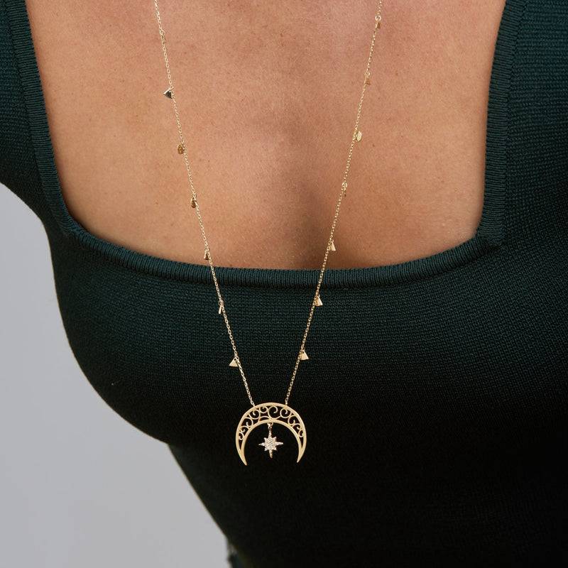 Mosuo Jewellery Diamant Mond & Stern Halskette Discount Store für neue Produkte