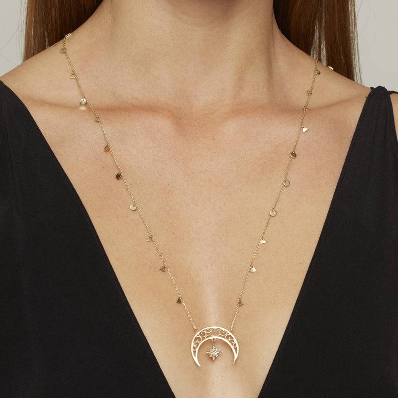 Mosuo Jewellery Diamant Mond & Stern Halskette Discount Store für neue Produkte