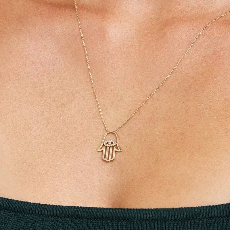 Mosuo Jewellery Hamsa Diamant Halskette Super Rabatt