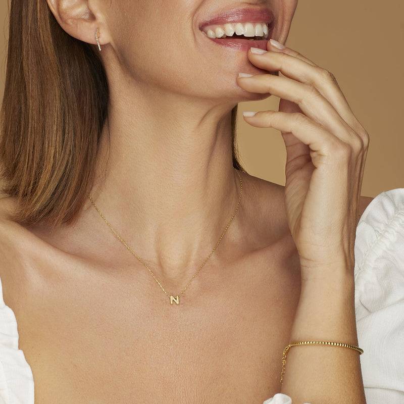 Mosuo Jewellery Diamant Buchstaben Halskette “N” - Vermeil Fabrikpreis