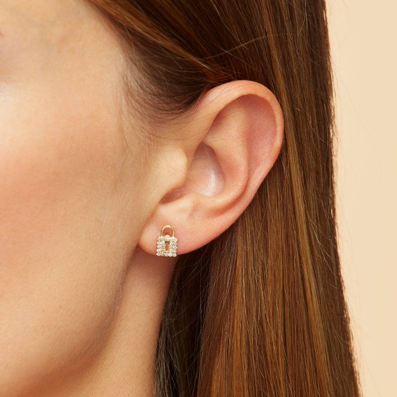 Mosuo Jewellery Schloss und Schlüssel Diamant Ohrstecker Neueste Mode
