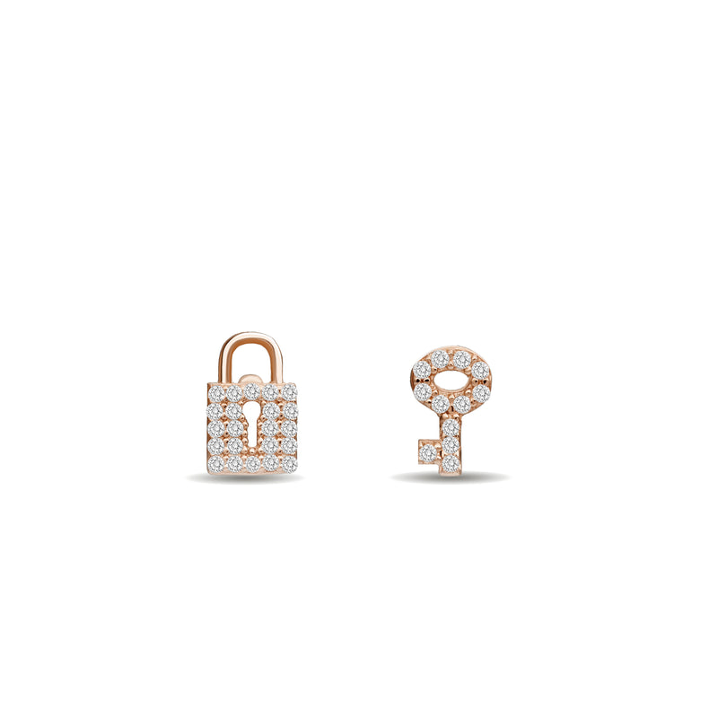 Mosuo Jewellery Schloss und Schlüssel Diamant Ohrstecker Neueste Mode