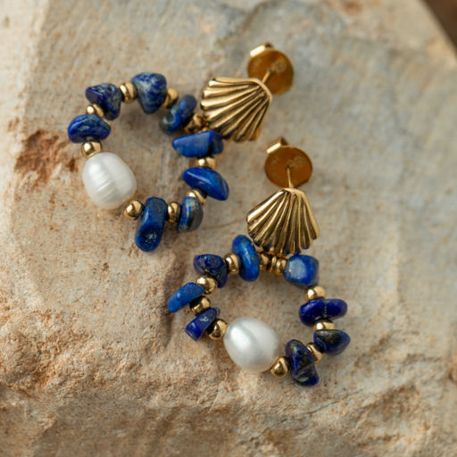 Paul Hewitt Scallop Stone Ohrring Gold Clearance-Verkauf