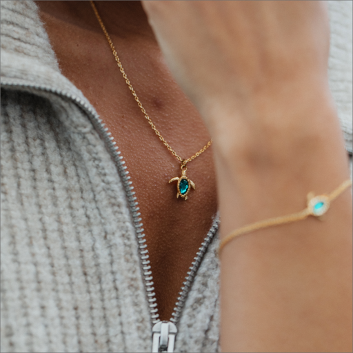 Paul Hewitt Turtle Mono Halskette Aquamarine Gold Auslauf