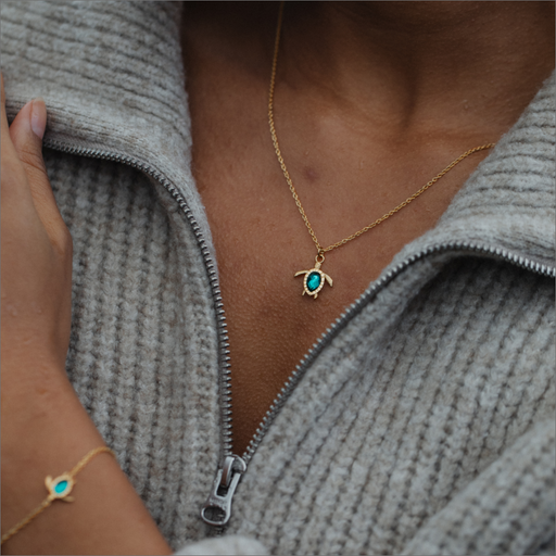 Paul Hewitt Turtle Mono Halskette Aquamarine Gold Auslauf