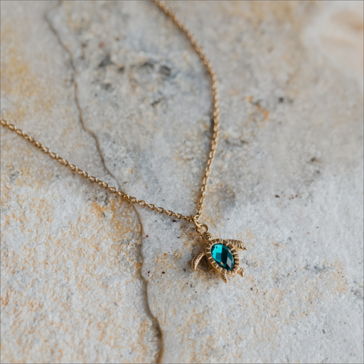 Paul Hewitt Turtle Mono Halskette Aquamarine Gold Auslauf