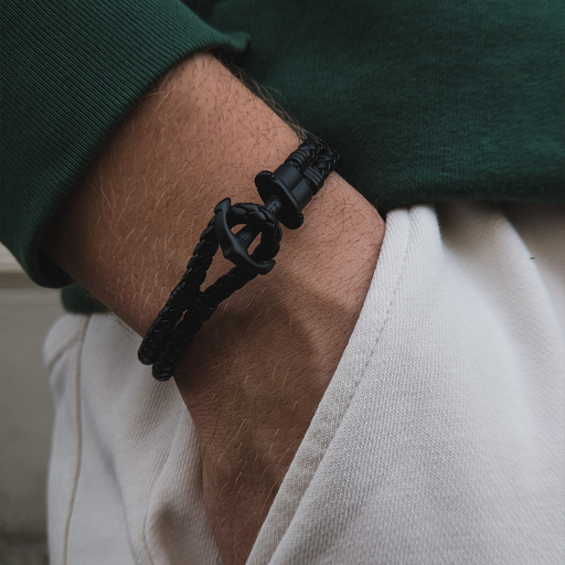 Paul Hewitt Ankerarmband Phrep Schwarz Leder Schwarz Kauf eins, bekomm eins gratis