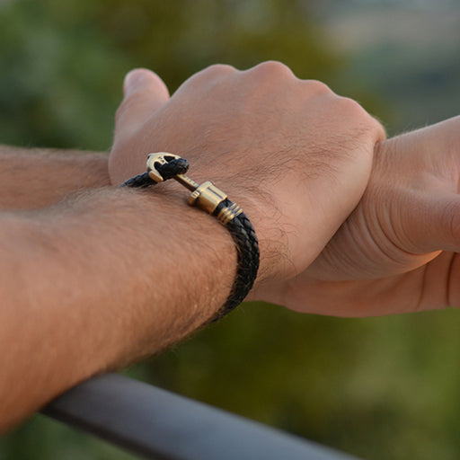 Paul Hewitt Ankerarmband Phrep Messing Leder Schwarz Tägliche Deals