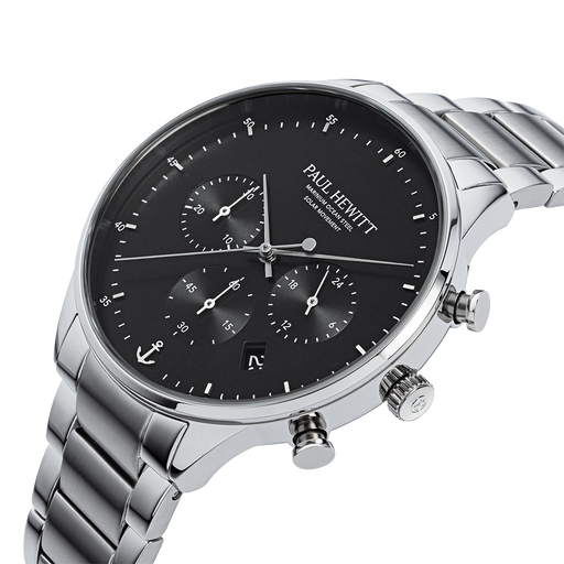 Paul Hewitt Chrono Uhr Silber Schwarz 50% Rabatt mit kostenlosem Versand