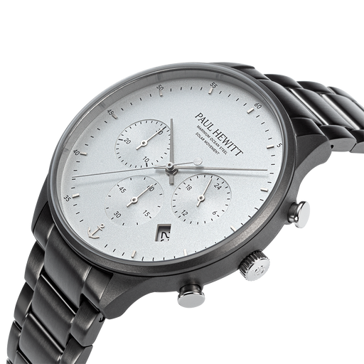 Paul Hewitt Chrono Uhr Gun Metal Weiß Fabrikladen