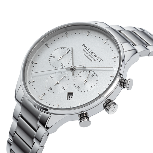 Paul Hewitt Chrono Uhr Silber Weiß Outlet