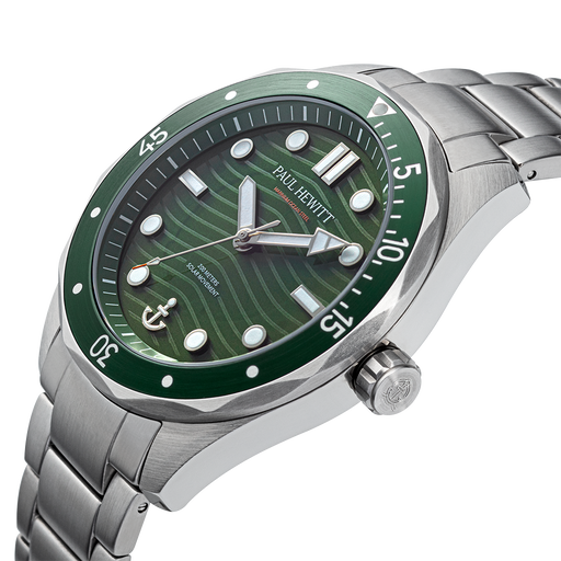 Paul Hewitt Ocean Diver Multilink Uhr Silber Grün Kostenloser Versand