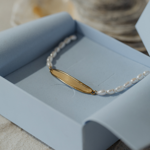 Paul Hewitt Engravable Plate Pearl Armkette Gold Günstig kaufen