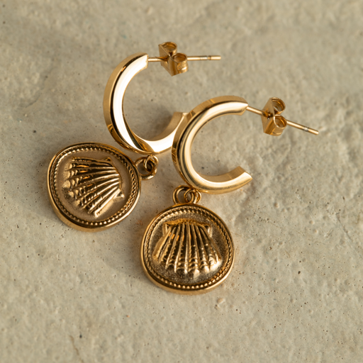 Paul Hewitt Scallop Coin Ohrring Gold Bis zu 65% Rabatt