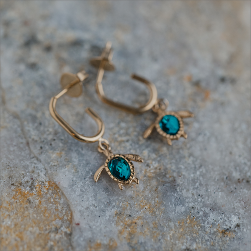 Paul Hewitt Turtle Hoops Ohrring Aquamarine Gold Riesige Rabatte