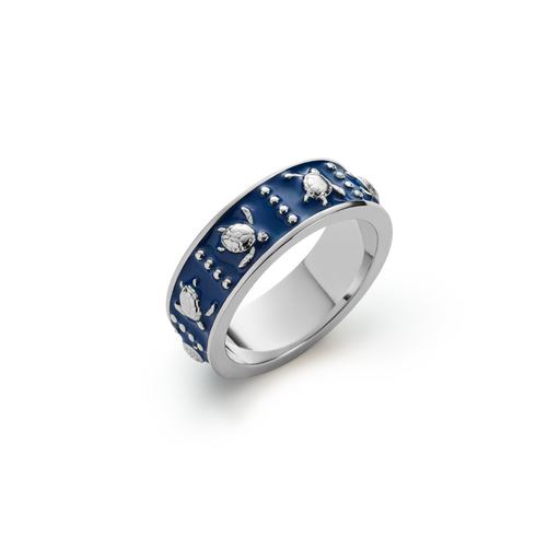 Paul Hewitt Turtle Enamel Ring Silber im Angebot