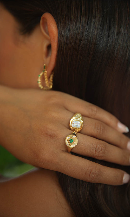 Paul Valentine Emerald Ring White Flash Sale