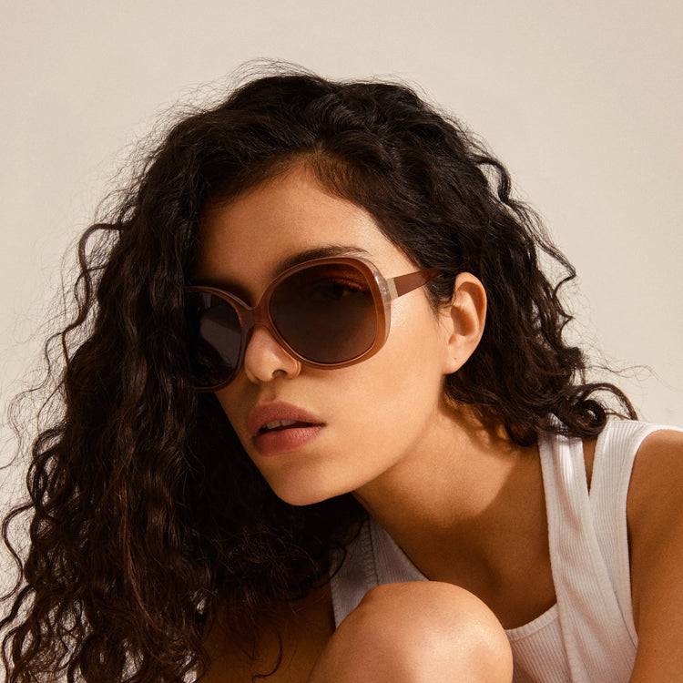 Pilgrim PARKER Retro-Oversized-Sonnenbrille, Hellbraun Wochenangebot