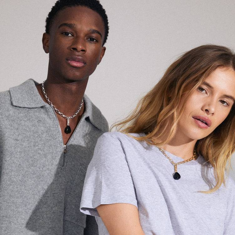 Pilgrim CHARM schwarzer Achat Anhänger, vergoldet Cyber Monday