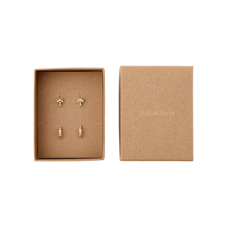 Pilgrim PIPER recyceltes Geschenkset, 2-in-1-Set, vergoldet Kostenlose Rückgabe