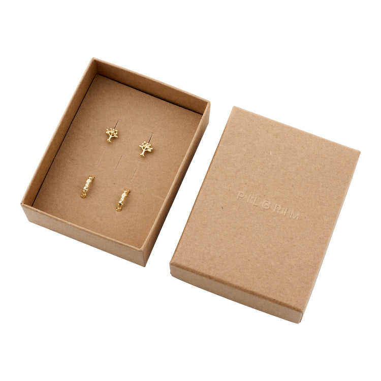 Pilgrim PIPER recyceltes Geschenkset, 2-in-1-Set, vergoldet Kostenlose Rückgabe
