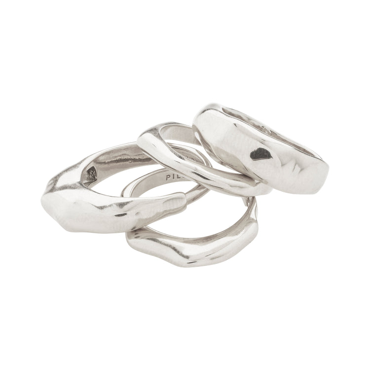 Pilgrim ASHER recycelte Ringe 4-in-1-Set versilbert Discount Store für neue Produkte
