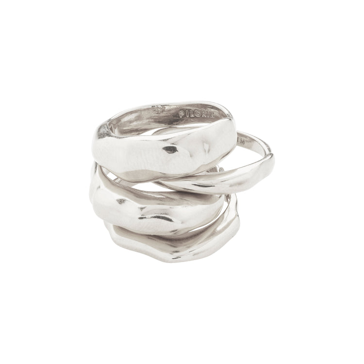 Pilgrim ASHER recycelte Ringe 4-in-1-Set versilbert Discount Store für neue Produkte