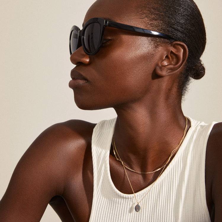 Pilgrim MARLENE recycelte Cat-Eye-Sonnenbrille schwarz Nur für heute