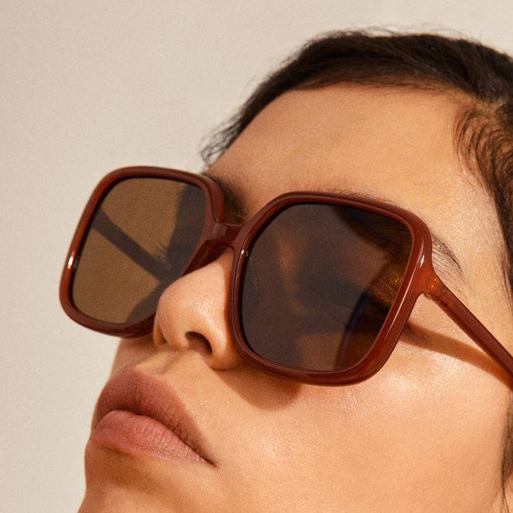Pilgrim MILAN oversized Retro-Sonnenbrille braun Sonderangebot der Fabrik