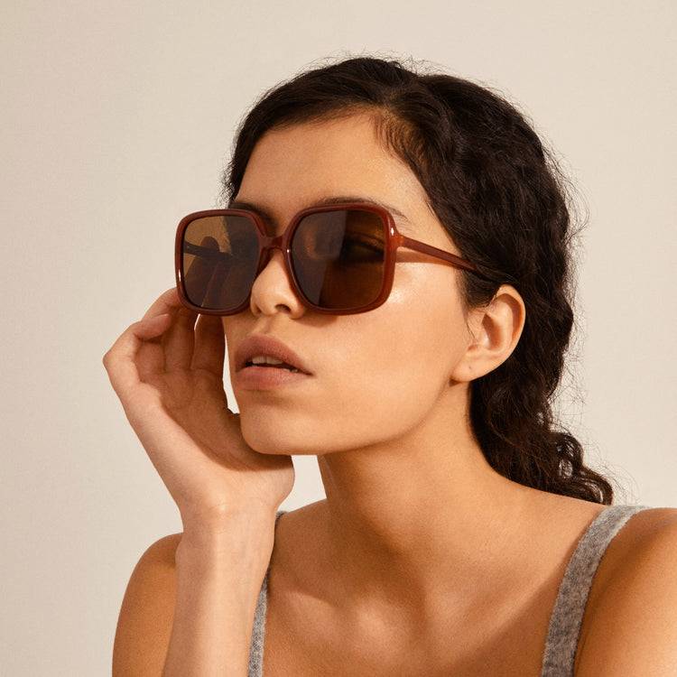 Pilgrim MILAN oversized Retro-Sonnenbrille braun Sonderangebot der Fabrik