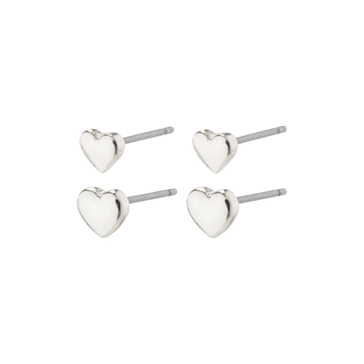 Pilgrim AFRODITTE recycelte Herz-Ohrringe 2-in-1-Set, versilbert Bestseller