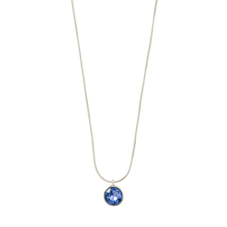 Pilgrim CALLIE recycelte Halskette mit Kristallanh., blau/versilbert Sonderangebote