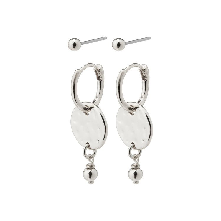Pilgrim MSF Geschenkset, Münz-Hoops & Ohrstecker, versilbert Kostenloser Versand