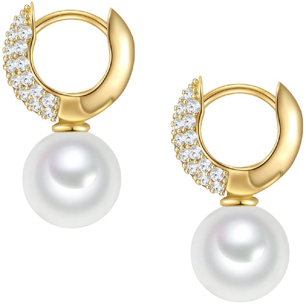 Rafaela Donata Orhänger Sterling Silber gelbgold Südsee-Muschelkernperle weiß Zirkonia weiß Online Outlet