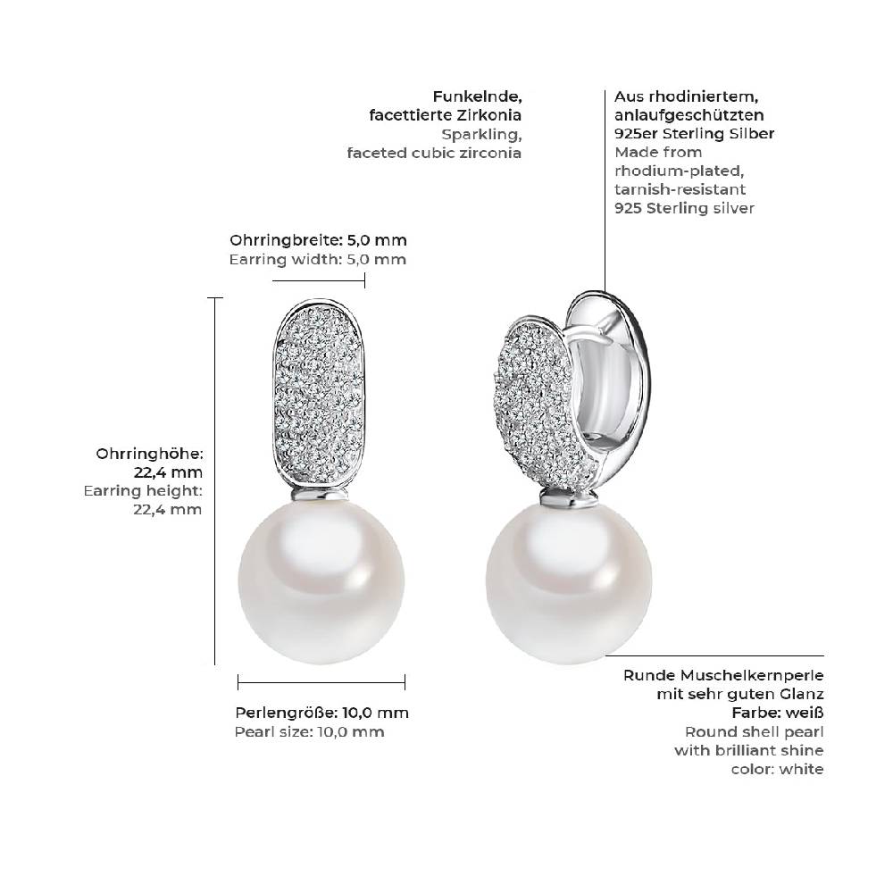 Rafaela Donata Ohrhänger Sterling Silber Südsee-Muschelkernperle weiß Zirkonia weiß Große Rabatte