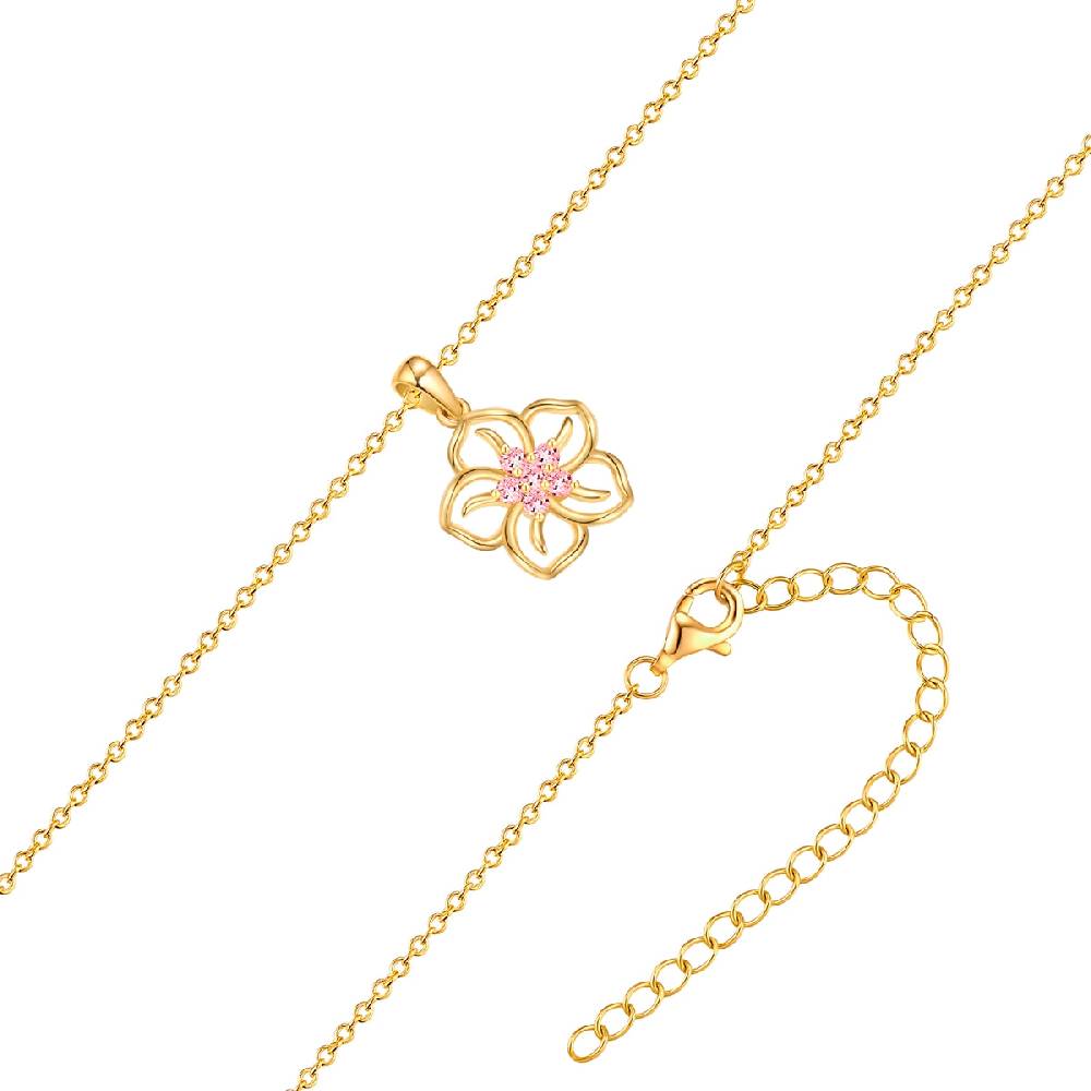 Rafaela Donata Kette mit Anhänger Sterling Silber gelbgold Zirkonia rosa Riesige Ersparnisse