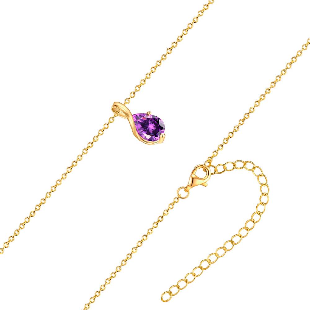 Rafaela Donata Kette mit Anhänger Sterling Silber gelbgold Zirkonia violett VIP-Rabatte