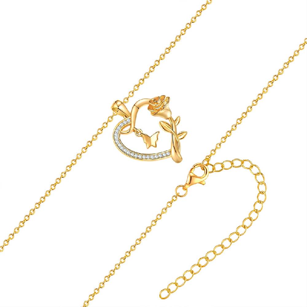 Rafaela Donata Kette mit Anhänger Sterling Silber gelbgold Zirkonia weiß Tiefpreis
