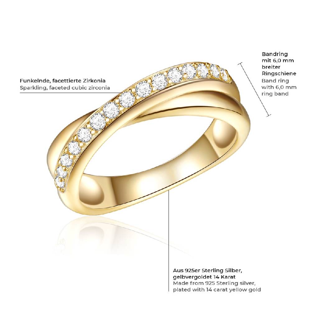 Rafaela Donata Ring Sterling Silber gelbgold Zirkonia weiß Flash Sale