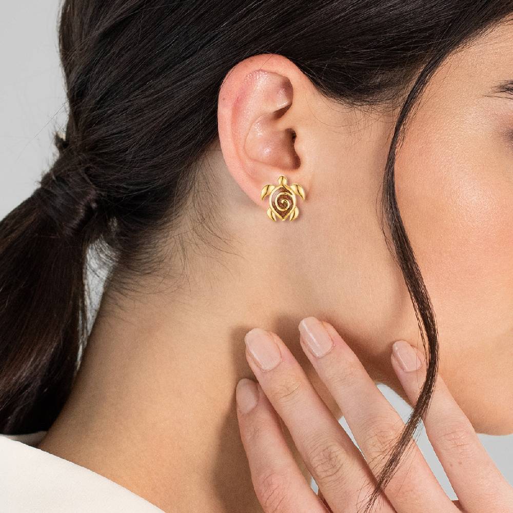 Rafaela Donata Ohrstecker Sterling Silber gelbgold Emaille braun Bis zu 50% Rabatt