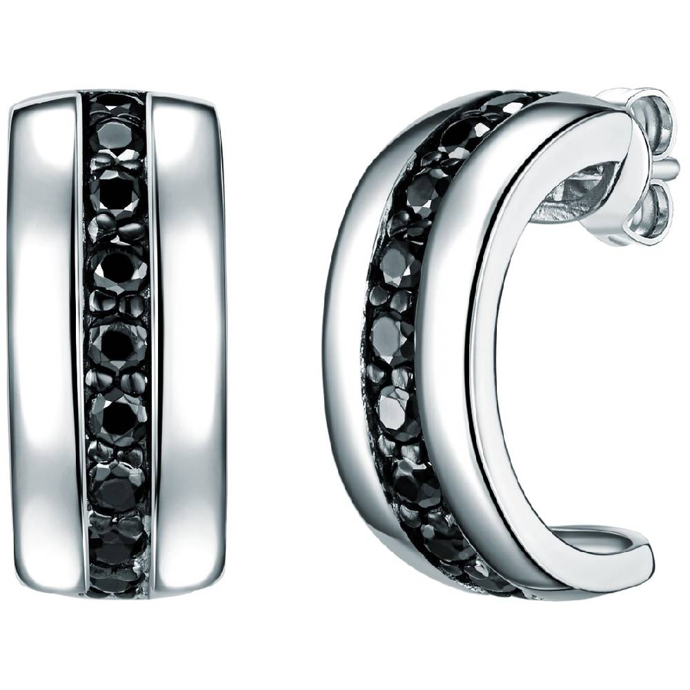 Rafaela Donata Halbcreolen Sterling Silber Zirkonia schwarz Sonderangebot der Fabrik