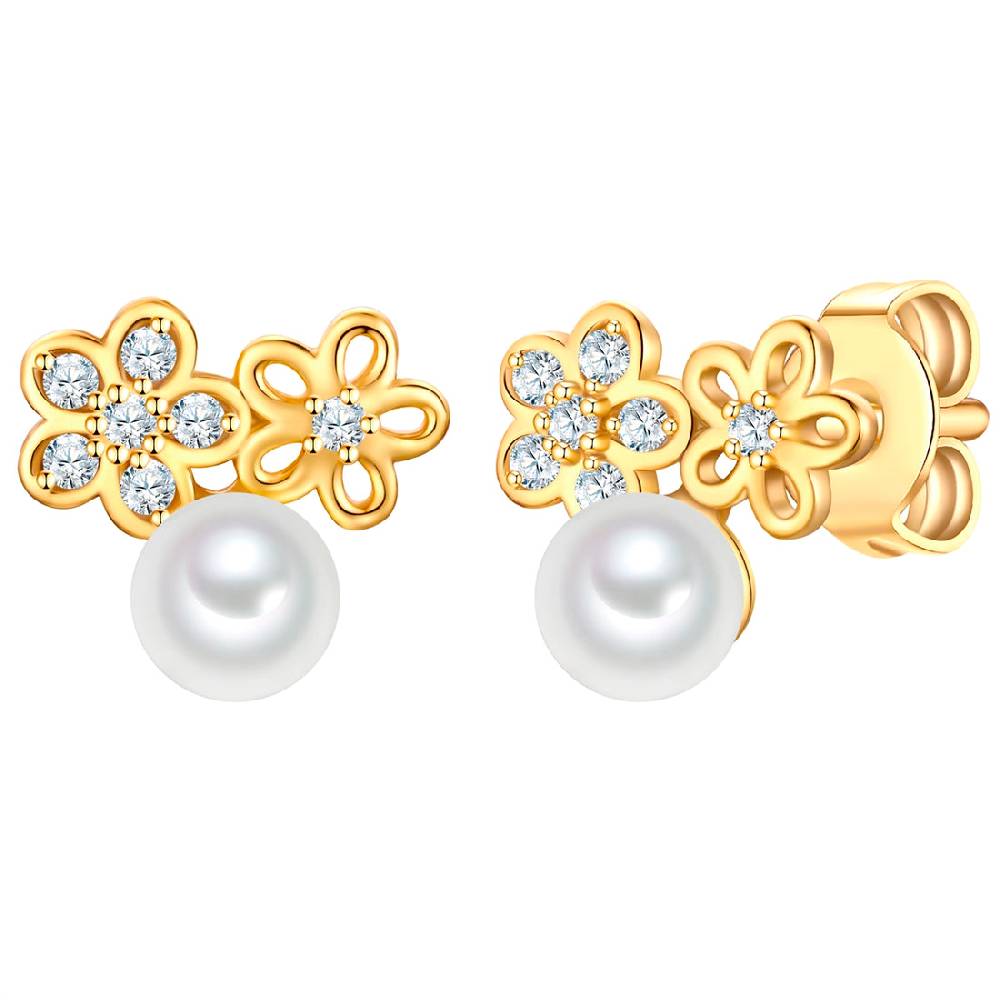 Rafaela Donata Ohrstecker Sterling Silber gelbgold Perle (synth.) weiß Kostenloser Versand international