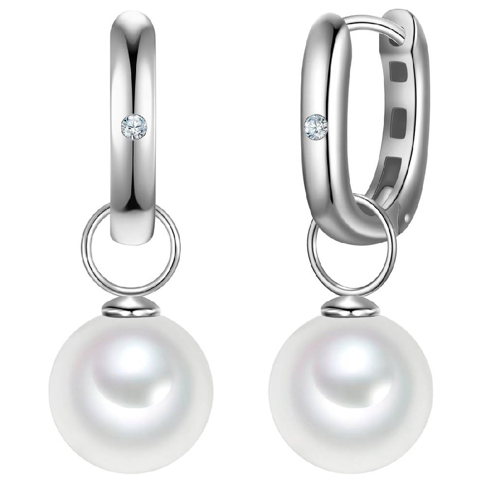 Rafaela Donata Creolen Sterling Silber Zirkonia weiß Muschelkernperle weiß Bis zu 65% Rabatt