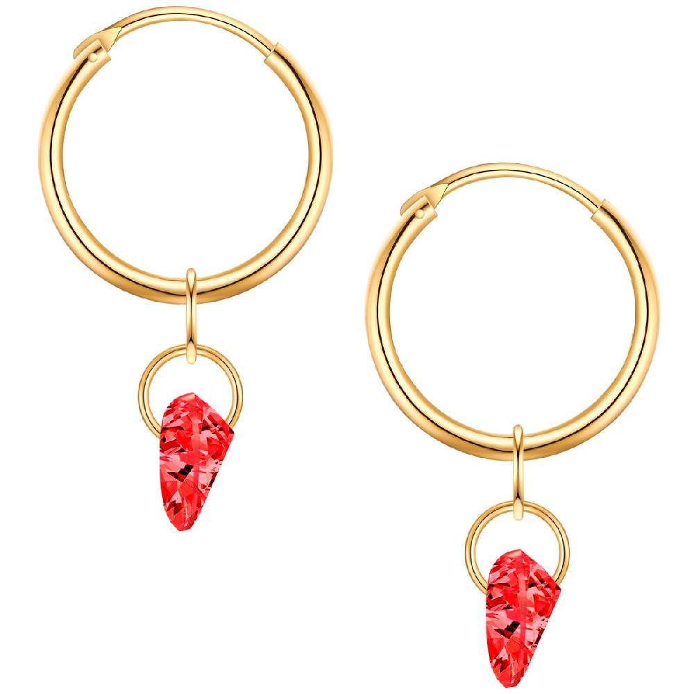 Rafaela Donata Creolen Sterling Silber gelbgold Zirkonia rot Sonderangebot der Fabrik